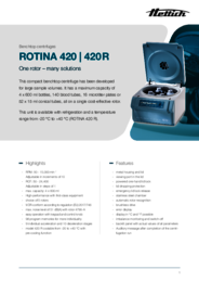 Data sheet | ROTINA 420 | 420 R