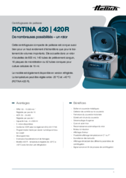 Feuillets d'information | ROTINA 420 | 420 R