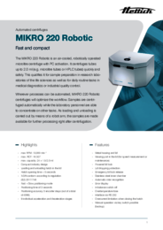 Data sheet | MIKRO 220 Robotic